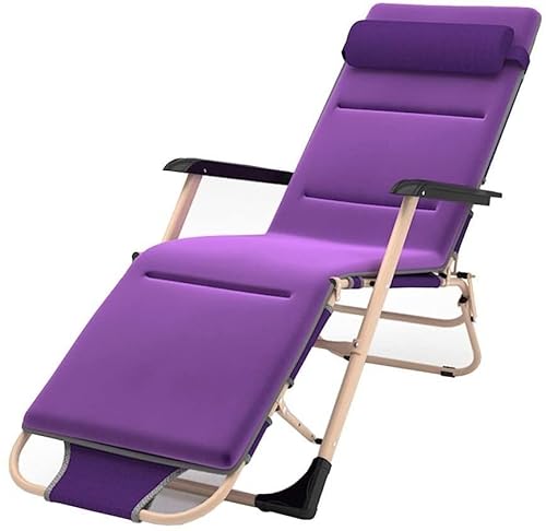 CHCHC Tragbare verstellbare klappbare Sonnenliege mit Kissen Lounge Strandstuhl Multifunktions Büro -Nickerchen im Freien Gartenstuhl im Freien Liegen(Purple) von CHCHC