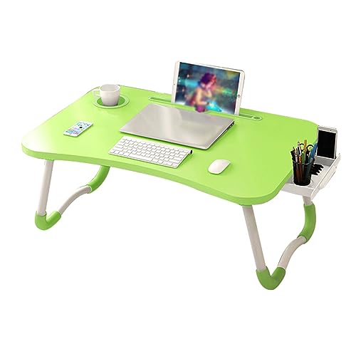 CHCHC Tragbarer Kleiner Tisch, Balkon Beweglicher Computer-Schreibtisch Auf Dem Schlafzimmerbett Multifunktional Klappbarer Bürotisch(Green) von CHCHC