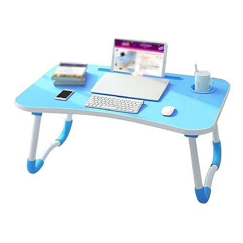 CHCHC Tragbarer Kleiner Tisch, Mehrere Optionen Verfügbar Multifunktional Klapptisch Balkon Erkerfenster Beweglicher Computer-Schreibtisch(Blue,Coasters) von CHCHC