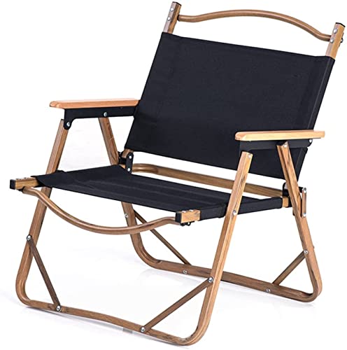 CHCHC Tragbarer Rasenstuhl im Freien, Reisecamping Strand Metall Rahmen Leichtklappes Schlingenstuhl rustikaler Sun Lounge Stuhl Liegen(Black) von CHCHC