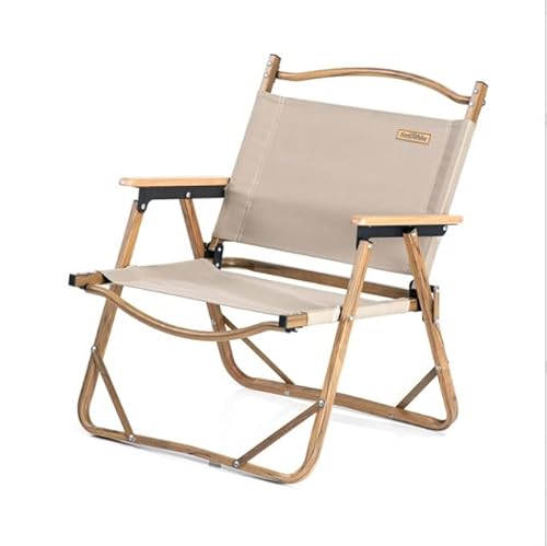 CHCHC Tragbarer Rasenstuhl im Freien, Reisecamping Strand Metall Rahmen Leichtklappes Schlingenstuhl rustikaler Sun Lounge Stuhl Liegen(Khaki) von CHCHC