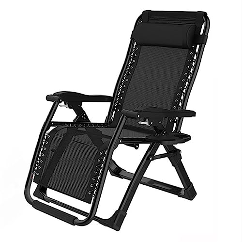 CHCHC Tragbarer Zero-Gravity-Liegestuhl, Mittagspause-Lounge-Stuhl, Heimbüro-Rückenlehne, Outdoor-Strand-Balkon-Stuhl, Klappbett Liegen(Black A) von CHCHC