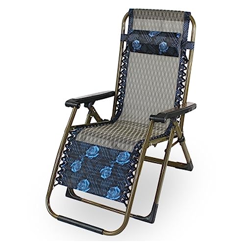 CHCHC Tragbarer Zero-Gravity-Liegestuhl, Sommer-Balkon-Lazy-Person-Stuhl, Büro-Lounge-Stuhl, klappbarer Lunch-Rest-Stuhl for ältere Menschen Liegen(Blue) von CHCHC