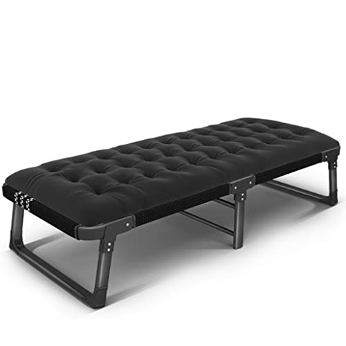 CHCHC Tragbares Klappbett, abnehmbares Kissen Multifunktion Büro EIN Nickerchen im Freien Campingbett Beach Stuhl Erwachsene Single Lounge Bett Liegen(Black) von CHCHC