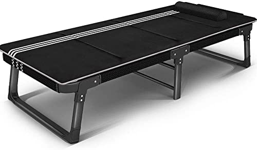 CHCHC Tragbares Klappbett, abnehmbares Kissen Multifunktion Büro EIN Nickerchen im Freien Campingbett Beach Stuhl Erwachsene Single Lounge Bett Liegen(Black White) von CHCHC