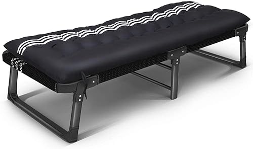 CHCHC Tragbares Klappbett, abnehmbares Kissen Multifunktion Büro EIN Nickerchen im Freien Campingbett Beach Stuhl Erwachsene Single Lounge Bett Liegen(Black White A) von CHCHC