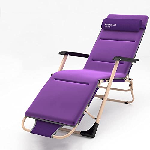 CHCHC Verstellbare Sonnenliege, abnehmbare Kopfstützen -Gartenlieger Abnehmbare Matte Sommer Beach Stuhl Tragbarer Klappstuhl Liegen(Purple) von CHCHC