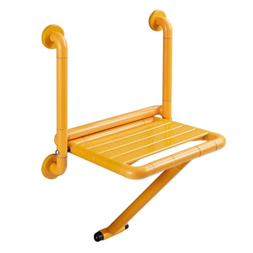 CHCHC Wandhalterung Duschstuhl, für Ältere Erwachsene mit Behinderung Badezimmer WC Badewanne Stuhl rutschfest Klappbarer Duschsitz Duschstuhl(Yellow) von CHCHC