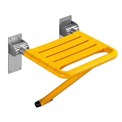 CHCHC Wandhocker, Ältere Verletzte Behinderte Schwangere Frauen rutschfest Klappbarer Duschsitz Badezimmer WC Badewanne Stuhl Duschstuhl(Yellow,Standard) von CHCHC