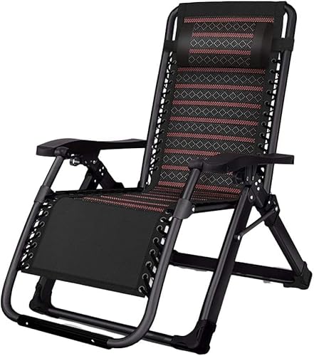 CHCHC Zull Gravity LECLINER STUHR mit Kissen Lounge Stuhl Camping Beach Sun Loungers Unterstützung 380lbs Verstellbarer Terrassenklappstuhl Liegen(Black) von CHCHC