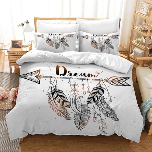 BettwäSche 200x240,Dream Catching Network 3D Print Musterdesign Bettwäsche-Set,100% Mikrofaser Bettwaren-Sets Weiche 1 Bettbezug Mit Reißverschluss Und 2 Kissenbezug 80x80cm von CHCHNXY