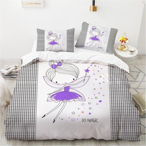 CHCHNXY BettwäSche 155x220,Mädchen 3D Print Bettwäsche-Set,Weich Microfaser Bettbezug Mit Leichtläufigem Reißverschluss,3 Teilig Kinderbettwäsche(2*Kissenbezug 80x80cm von CHCHNXY