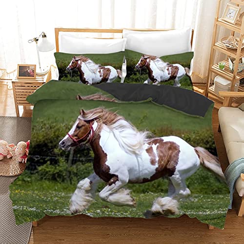CHCHNXY BettwäSche 155x220,Pferd 3D Print Bettwäsche-Set,Weich Microfaser Bettbezug Mit Leichtläufigem Reißverschluss,3 Teilig Kinderbettwäsche(2*Kissenbezug 80x80cm CHCHNXY BettwäSche 155x220,Pferd 3D Print Bettwäsche-Set,Weich Microfaser Bettbezug Mit Leichtläufigem Reißverschluss,3 Teilig Kinderbettwäsche(2*Kissenbezug 80x80cm von CHCHNXY