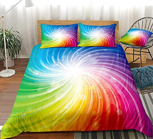CHCHNXY BettwäSche 155x220,Regenbogen 3D Print Bettwäsche-Set,Weich Microfaser Bettbezug Mit Leichtläufigem Reißverschluss,3 Teilig Kinderbettwäsche(2*Kissenbezug 80x80cm von CHCHNXY