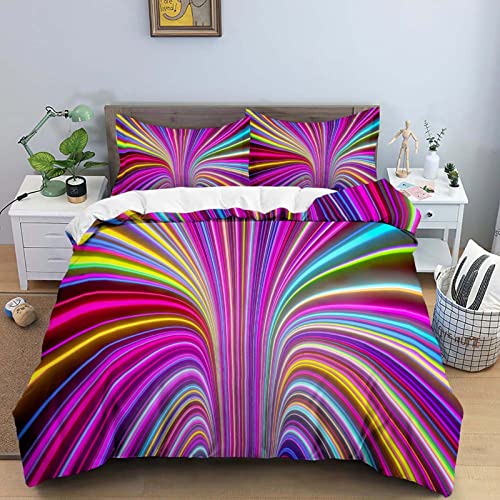 CHCHNXY BettwäSche 155x220,Regenbogen 3D Print Bettwäsche-Set,Weich Microfaser Bettbezug Mit Leichtläufigem Reißverschluss,3 Teilig Kinderbettwäsche(2*Kissenbezug 80x80cm von CHCHNXY