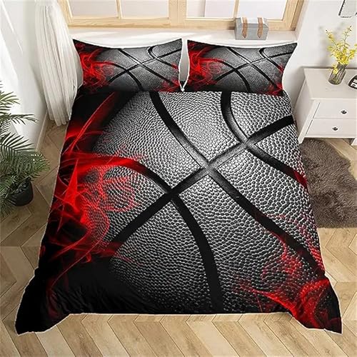 CHCHNXY BettwäSche 155x220,Schwarzer Basketball 3D Print Bettwäsche-Set,Weich Microfaser Bettbezug Mit Leichtläufigem Reißverschluss,3 Teilig Kinderbettwäsche(2*Kissenbezug 80x80cm CHCHNXY BettwäSche 155x220,Schwarzer Basketball 3D Print Bettwäsche-Set,Weich Microfaser Bettbezug Mit Leichtläufigem Reißverschluss,3 Teilig Kinderbettwäsche(2*Kissenbezug 80x80cm von CHCHNXY
