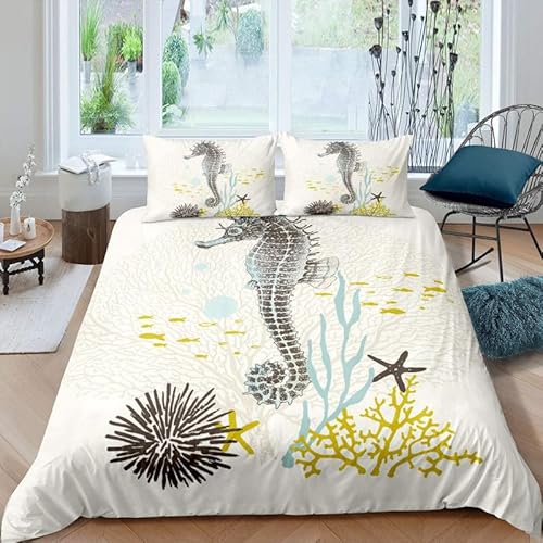 CHCHNXY BettwäSche 155x220,Seepferdchen 3D Print Bettwäsche-Set,Weich Microfaser Bettbezug Mit Leichtläufigem Reißverschluss,3 Teilig Kinderbettwäsche(2*Kissenbezug 80x80cm CHCHNXY BettwäSche 155x220,Seepferdchen 3D Print Bettwäsche-Set,Weich Microfaser Bettbezug Mit Leichtläufigem Reißverschluss,3 Teilig Kinderbettwäsche(2*Kissenbezug 80x80cm von CHCHNXY