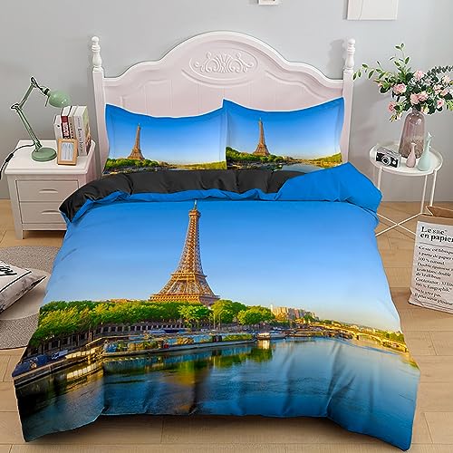 CHCHNXY BettwäSche 200x220,Eiffelturm 100% Microfaser 3D Print Bettbezug Mit 2 Kissenbezug 80x80cm Mit Reißverschluss,Weich Und Angenehme Bettwäsche Set Für Erwachsener CHCHNXY BettwäSche 200x220,Eiffelturm 100% Microfaser 3D Print Bettbezug Mit 2 Kissenbezug 80x80cm Mit Reißverschluss,Weich Und Angenehme Bettwäsche Set Für Erwachsener von CHCHNXY