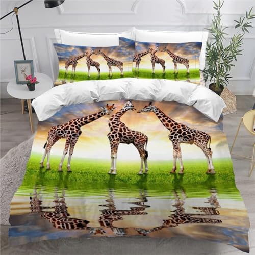 CHCHNXY BettwäSche 200x220,Giraffe 100% Microfaser 3D Print Bettbezug Mit 2 Kissenbezug 80x80cm Mit Reißverschluss,Weich Und Angenehme Bettwäsche Set Für Erwachsener CHCHNXY BettwäSche 200x220,Giraffe 100% Microfaser 3D Print Bettbezug Mit 2 Kissenbezug 80x80cm Mit Reißverschluss,Weich Und Angenehme Bettwäsche Set Für Erwachsener von CHCHNXY