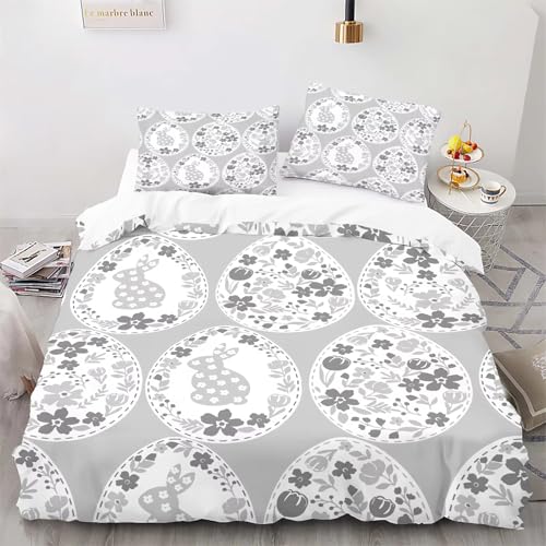 CHCHNXY BettwäSche 200x220,Kaninchen 100% Microfaser 3D Print Bettbezug Mit 2 Kissenbezug 80x80cm Mit Reißverschluss,Weich Und Angenehme Bettwäsche Set Für Erwachsener von CHCHNXY