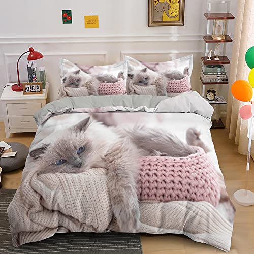 CHCHNXY BettwäSche 200x220,Katze 100% Microfaser 3D Print Bettbezug Mit 2 Kissenbezug 80x80cm Mit Reißverschluss,Weich Und Angenehme Bettwäsche Set Für Erwachsener CHCHNXY BettwäSche 200x220,Katze 100% Microfaser 3D Print Bettbezug Mit 2 Kissenbezug 80x80cm Mit Reißverschluss,Weich Und Angenehme Bettwäsche Set Für Erwachsener von CHCHNXY