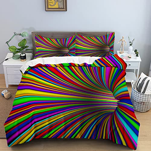 CHCHNXY BettwäSche 200x220,Regenbogen 100% Microfaser 3D Print Bettbezug Mit 2 Kissenbezug 80x80cm Mit Reißverschluss,Weich Und Angenehme Bettwäsche Set Für Erwachsener von CHCHNXY