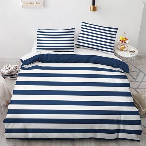 CHCHNXY BettwäSche 200x240,Blaue Streifen 3D Print Musterdesign Bettwäsche-Set,100% Mikrofaser Bettwaren-Sets Weiche 1 Bettbezug Mit Reißverschluss Und 2 Kissenbezug 80x80cm von CHCHNXY