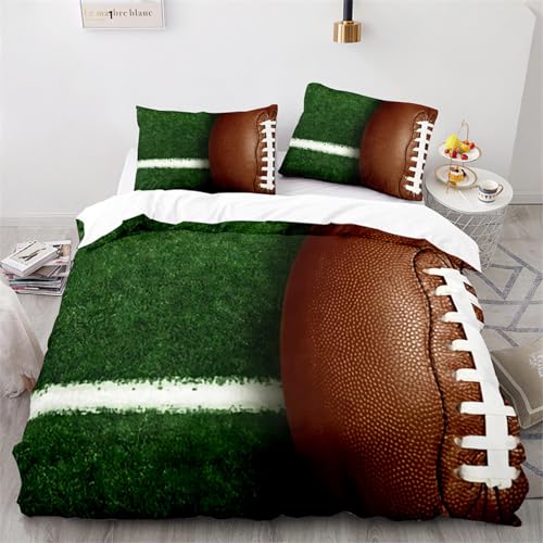 CHCHNXY BettwäSche 200x240,Fußball 3D Print Musterdesign Bettwäsche-Set,100% Mikrofaser Bettwaren-Sets Weiche 1 Bettbezug Mit Reißverschluss Und 2 Kissenbezug 80x80cm von CHCHNXY