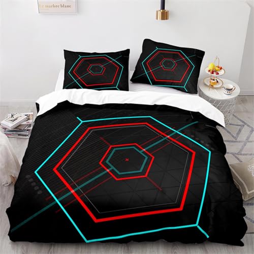 CHCHNXY BettwäSche 200x240,Geometrische Figuren 3D Print Musterdesign Bettwäsche-Set,100% Mikrofaser Bettwaren-Sets Weiche 1 Bettbezug Mit Reißverschluss Und 2 Kissenbezug 80x80cm von CHCHNXY