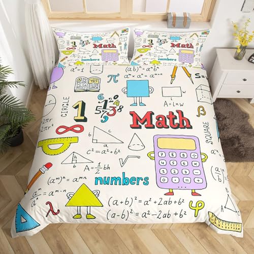 CHCHNXY BettwäSche 200x240,Mathe 3D Print Musterdesign Bettwäsche-Set,100% Mikrofaser Bettwaren-Sets Weiche 1 Bettbezug Mit Reißverschluss Und 2 Kissenbezug 80x80cm von CHCHNXY