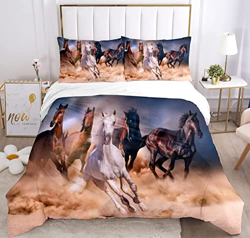 CHCHNXY BettwäSche 200x240,Pferd 3D Print Musterdesign Bettwäsche-Set,100% Mikrofaser Bettwaren-Sets Weiche 1 Bettbezug Mit Reißverschluss Und 2 Kissenbezug 80x80cm CHCHNXY BettwäSche 200x240,Pferd 3D Print Musterdesign Bettwäsche-Set,100% Mikrofaser Bettwaren-Sets Weiche 1 Bettbezug Mit Reißverschluss Und 2 Kissenbezug 80x80cm von CHCHNXY