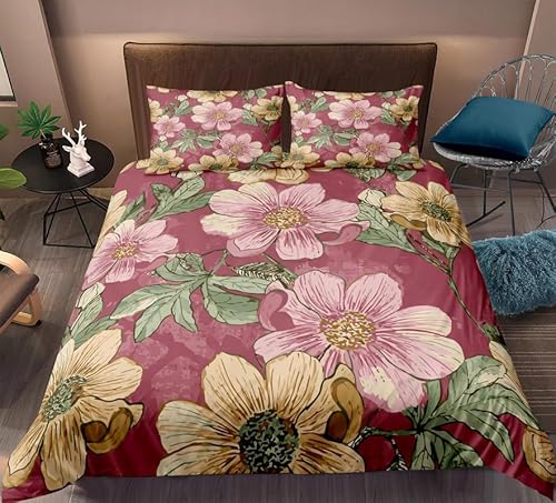 CHCHNXY BettwäSche 200x240,Rote Blume 3D Print Musterdesign Bettwäsche-Set,100% Mikrofaser Bettwaren-Sets Weiche 1 Bettbezug Mit Reißverschluss Und 2 Kissenbezug 80x80cm CHCHNXY BettwäSche 200x240,Rote Blume 3D Print Musterdesign Bettwäsche-Set,100% Mikrofaser Bettwaren-Sets Weiche 1 Bettbezug Mit Reißverschluss Und 2 Kissenbezug 80x80cm von CHCHNXY