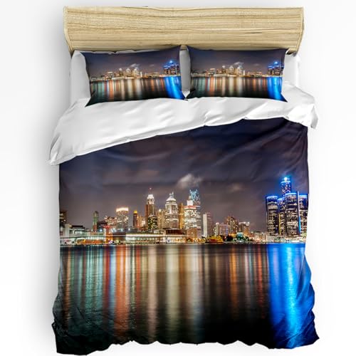 CHCHNXY BettwäSche 200x240,Stadt 3D Print Musterdesign Bettwäsche-Set,100% Mikrofaser Bettwaren-Sets Weiche 1 Bettbezug Mit Reißverschluss Und 2 Kissenbezug 80x80cm CHCHNXY BettwäSche 200x240,Stadt 3D Print Musterdesign Bettwäsche-Set,100% Mikrofaser Bettwaren-Sets Weiche 1 Bettbezug Mit Reißverschluss Und 2 Kissenbezug 80x80cm von CHCHNXY