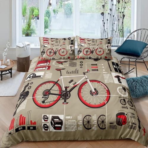 CHCHNXY Bettwäsche 135x200,Fahrrad Flauschige Weich Microfaser Bettbezug Mit Reißverschluss,Für Kinder Jungen Mädchen Junge Bettwäsche-Sets(1*Kissenbezug 80x80cm von CHCHNXY