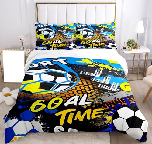 CHCHNXY Bettwäsche 135x200,Fußball Flauschige Weich Microfaser Bettbezug Mit Reißverschluss,Für Kinder Jungen Mädchen Junge Bettwäsche-Sets(1*Kissenbezug 80x80cm von CHCHNXY