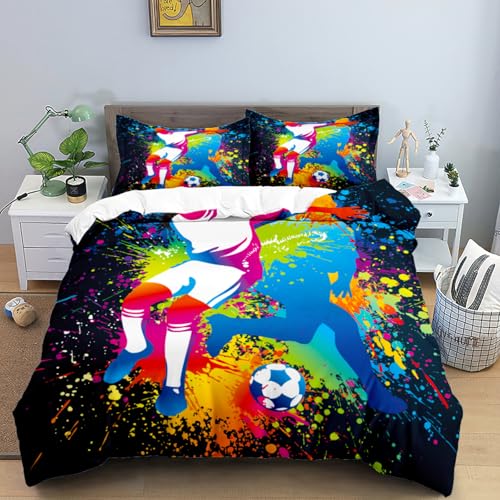 CHCHNXY Bettwäsche 135x200,Fußball Flauschige Weich Microfaser Bettbezug Mit Reißverschluss,Für Kinder Jungen Mädchen Junge Bettwäsche-Sets(1*Kissenbezug 80x80cm von CHCHNXY