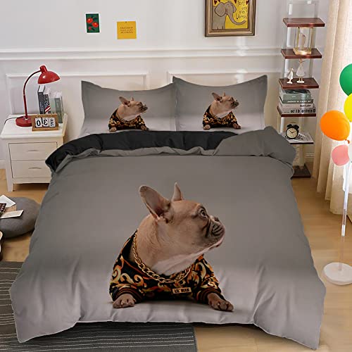 CHCHNXY Bettwäsche 135x200,Grauer Hund Flauschige Weich Microfaser Bettbezug Mit Reißverschluss,Für Kinder Jungen Mädchen Junge Bettwäsche-Sets(1*Kissenbezug 80x80cm von CHCHNXY