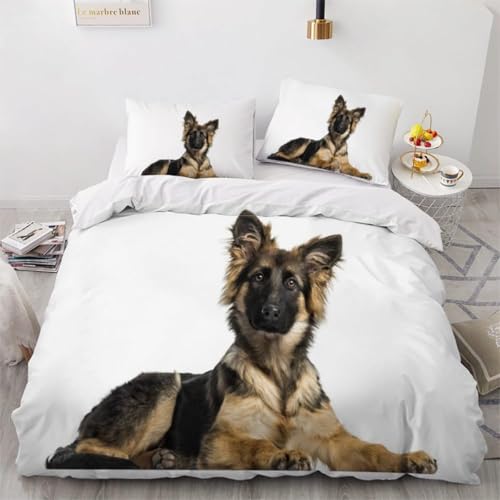 CHCHNXY Bettwäsche 135x200,Hund Flauschige Weich Microfaser Bettbezug Mit Reißverschluss,Für Kinder Jungen Mädchen Junge Bettwäsche-Sets(1*Kissenbezug 80x80cm von CHCHNXY
