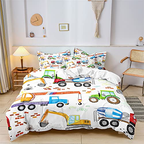 CHCHNXY Bettwäsche 135x200,Ingenieurauto Flauschige Weich Microfaser Bettbezug Mit Reißverschluss,Für Kinder Jungen Mädchen Junge Bettwäsche-Sets(1*Kissenbezug 80x80cm von CHCHNXY