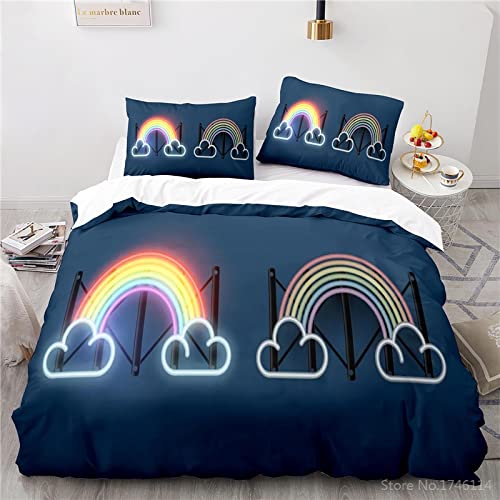 CHCHNXY Bettwäsche 135x200,Regenbogen Flauschige Weich Microfaser Bettbezug Mit Reißverschluss,Für Kinder Jungen Mädchen Junge Bettwäsche-Sets(1*Kissenbezug 80x80cm von CHCHNXY