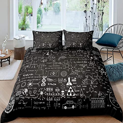 CHCHNXY Bettwäsche 135x200,Schwarze Mathematik Flauschige Weich Microfaser Bettbezug Mit Reißverschluss,Für Kinder Jungen Mädchen Junge Bettwäsche-Sets(1*Kissenbezug 80x80cm von CHCHNXY