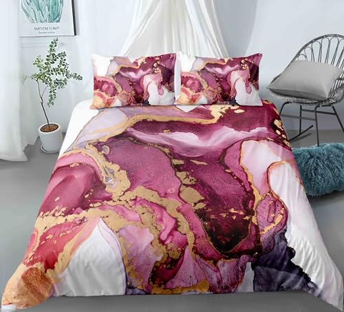 CHCHNXY Bettwäsche 200x200,Marmor 3 Teilig Weich Und Atmungsaktiv Bettwäsche-Set,Für Jugendliche Erwachsene 1 Bettbezüge Mit Reißverschluss Und 2 Kissenbezug 80x80cm von CHCHNXY