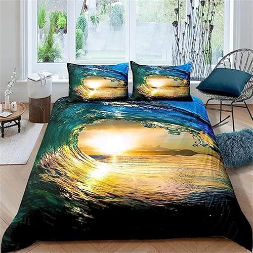 CHCHNXY Bettwäsche 200x200,Meereswellen 3 Teilig Weich Und Atmungsaktiv Bettwäsche-Set,Für Jugendliche Erwachsene 1 Bettbezüge Mit Reißverschluss Und 2 Kissenbezug 80x80cm CHCHNXY Bettwäsche 200x200,Meereswellen 3 Teilig Weich Und Atmungsaktiv Bettwäsche-Set,Für Jugendliche Erwachsene 1 Bettbezüge Mit Reißverschluss Und 2 Kissenbezug 80x80cm von CHCHNXY