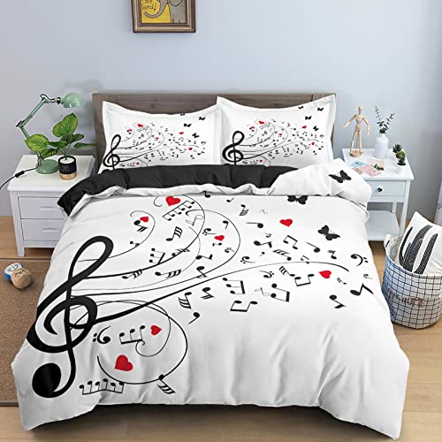 CHCHNXY Bettwäsche 200x200,Musik 3 Teilig Weich Und Atmungsaktiv Bettwäsche-Set,Für Jugendliche Erwachsene 1 Bettbezüge Mit Reißverschluss Und 2 Kissenbezug 80x80cm von CHCHNXY