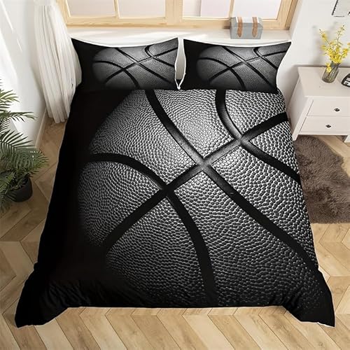 CHCHNXY Bettwäsche 200x200,Schwarzer Basketball 3 Teilig Weich Und Atmungsaktiv Bettwäsche-Set,Für Jugendliche Erwachsene 1 Bettbezüge Mit Reißverschluss Und 2 Kissenbezug 80x80cm CHCHNXY Bettwäsche 200x200,Schwarzer Basketball 3 Teilig Weich Und Atmungsaktiv Bettwäsche-Set,Für Jugendliche Erwachsene 1 Bettbezüge Mit Reißverschluss Und 2 Kissenbezug 80x80cm von CHCHNXY