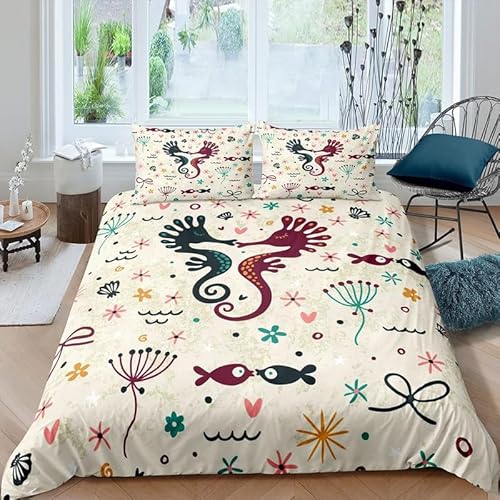 CHCHNXY Bettwäsche 200x200,Seepferdchen 3 Teilig Weich Und Atmungsaktiv Bettwäsche-Set,Für Jugendliche Erwachsene 1 Bettbezüge Mit Reißverschluss Und 2 Kissenbezug 80x80cm CHCHNXY Bettwäsche 200x200,Seepferdchen 3 Teilig Weich Und Atmungsaktiv Bettwäsche-Set,Für Jugendliche Erwachsene 1 Bettbezüge Mit Reißverschluss Und 2 Kissenbezug 80x80cm von CHCHNXY