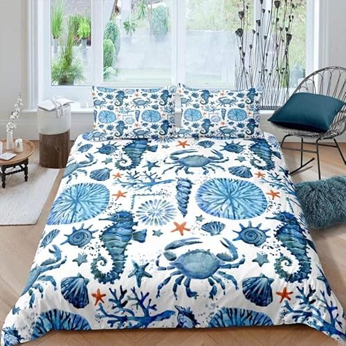 CHCHNXY Bettwäsche 200x200,Seepferdchen 3 Teilig Weich Und Atmungsaktiv Bettwäsche-Set,Für Jugendliche Erwachsene 1 Bettbezüge Mit Reißverschluss Und 2 Kissenbezug 80x80cm CHCHNXY Bettwäsche 200x200,Seepferdchen 3 Teilig Weich Und Atmungsaktiv Bettwäsche-Set,Für Jugendliche Erwachsene 1 Bettbezüge Mit Reißverschluss Und 2 Kissenbezug 80x80cm von CHCHNXY