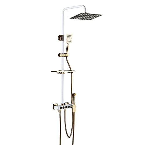 4-funktionierende Duschhahn, einstellbare Duschverkleidungskit mit einem modusgehaltenen Duschkopf mit Halter/Schlauch, Weißgold (a) von CHCWR