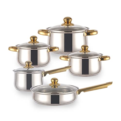 5 Kochgeschirr 10 -Stück Kochgeschirrset Edelstahltöpfe und Pfannen Metallküche Kochgeschirr Set Kochgeschirr 5 Kochgeschirr 10 -Stück Kochgeschirrset Edelstahltöpfe und Pfannen Metallküche Kochgeschirr Set Kochgeschirr von CHCWR