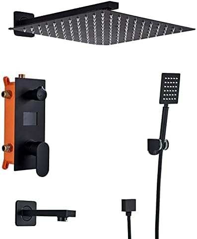 Badezimmer Dusche Wasserhahn 3-Funktionen matte schwarze digitale Duscharmaturen Set Niederschlag Duschkopf 3-Wege-Schalter Dusch Set Mixer Tipp, 10-Zoll-Duschset, 12 Zoll Dusch Set Badezimmer Dusche Wasserhahn 3-Funktionen matte schwarze digitale Duscharmaturen Set Niederschlag Duschkopf 3-Wege-Schalter Dusch Set Mixer Tipp, 10-Zoll-Duschset, 12 Zoll Dusch Set von CHCWR